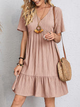 Load image into Gallery viewer, V-neck Short Sleeve Dress Summer Fashion Casual Loose Ruffled Dresses Beach Clothing Women