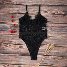 Load image into Gallery viewer, Sexy Lace And Eyelashes Sexy Breast Support Underwear Bottoming Bodysuit