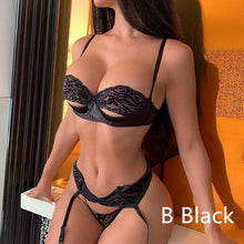 Load image into Gallery viewer, Sexy Lingerie Set Lace Stitching Sexy Three Piece Lace Underwear