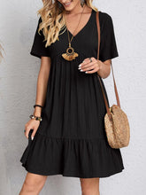 Load image into Gallery viewer, V-neck Short Sleeve Dress Summer Fashion Casual Loose Ruffled Dresses Beach Clothing Women