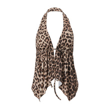 Load image into Gallery viewer, Backless Leopard Print Short Halter Cardigan Vest Top