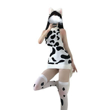 Load image into Gallery viewer, Japanese Girl Cow Print Short Skirt And Long Pajamas