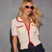 Load image into Gallery viewer, European And American Women's New Fashion Casual Contrast Color Pocket Outer Slim Fit Inner Wear Sweater