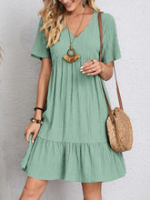 Load image into Gallery viewer, V-neck Short Sleeve Dress Summer Fashion Casual Loose Ruffled Dresses Beach Clothing Women