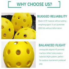 Load image into Gallery viewer, 12pcs Pack USAPA Outdoor Pickleball Balls 40 Holes Training Tournament Pickleball Accessories 74mm Standard Pickle Ball