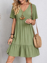 Load image into Gallery viewer, V-neck Short Sleeve Dress Summer Fashion Casual Loose Ruffled Dresses Beach Clothing Women