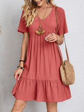 Load image into Gallery viewer, V-neck Short Sleeve Dress Summer Fashion Casual Loose Ruffled Dresses Beach Clothing Women