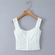 Load image into Gallery viewer, French Style Hot Girl Square Collar Lace Splicing Sling Vest For Women