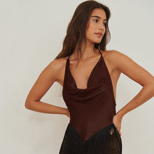 Load image into Gallery viewer, Women's Solid Color Swing Collar Design Tassel Suspender Vest