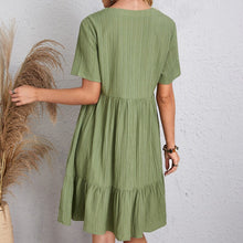 Load image into Gallery viewer, V-neck Short Sleeve Dress Summer Fashion Casual Loose Ruffled Dresses Beach Clothing Women