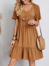 Load image into Gallery viewer, V-neck Short Sleeve Dress Summer Fashion Casual Loose Ruffled Dresses Beach Clothing Women