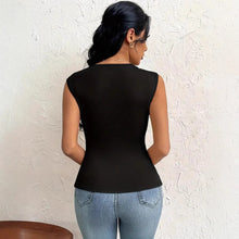 Load image into Gallery viewer, Irregular Women's T-shirt Diagonal Collar Sleeveless