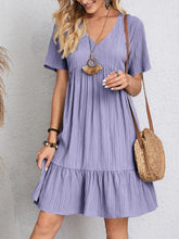 Load image into Gallery viewer, V-neck Short Sleeve Dress Summer Fashion Casual Loose Ruffled Dresses Beach Clothing Women