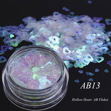 Load image into Gallery viewer, 1 box Holographic Nail Glitter Mix Star Round Heart Flakes Mermaid Mirror Irregular Paillette Sequins 3D Nail Art Decor TR680/AB
