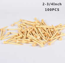Load image into Gallery viewer, 100Pcs Golf Tees Bamboo 83mm 70mm Unbreakable Tee Golf Training Swing Practice Accessories Less Friction Stronger 4 Size Bulk