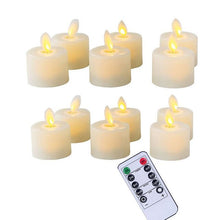 Load image into Gallery viewer, 12 Pieces Realistic LED Tea Light Candles With Remote Control,Flickering Flameless Candles 10-keys Battery-operated Fake Candles