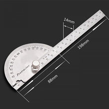 Load image into Gallery viewer, 14.5cm 180 Degree Adjustable Protractor multifunction stainless steel roundhead angle ruler mathematics measuring tool