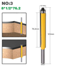 Load image into Gallery viewer, 1pc 8mm Shank 2" Flush Trim Router Bit with Bearing for Wood Template Pattern Bit Tungsten Carbide Milling Cutter for Wood 02017