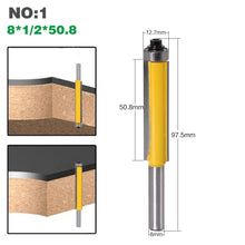 Load image into Gallery viewer, 1pc 8mm Shank 2" Flush Trim Router Bit with Bearing for Wood Template Pattern Bit Tungsten Carbide Milling Cutter for Wood 02017