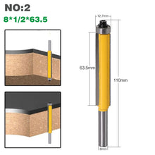 Load image into Gallery viewer, 1pc 8mm Shank 2" Flush Trim Router Bit with Bearing for Wood Template Pattern Bit Tungsten Carbide Milling Cutter for Wood 02017