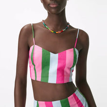 Load image into Gallery viewer, 2 Pieces ZA Summer Women Sets 2021 Camis Tops+Skirts Elegant Sleeveless Mini Shirt Casual Striped Printed Tops Chic Zipper Dress