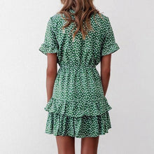 Load image into Gallery viewer, 2020 Fashion Women Polka Dot Boho Ruffle Mini Dress Knot V-Neck Party Summer Beach Holiday Dresses Women Vestidos