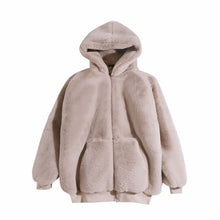 Load image into Gallery viewer, 2021 Jacket Women Winter Faux Rabbit Fur Long Coats Female Solid Color Loose Casual Thickened Warm Cotton Hooded Coat