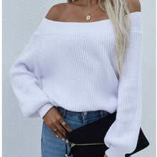 Load image into Gallery viewer, 2021 New Autumn Oversized White Sweater Women Slash Neck Knitted Winter Sweaters Casual Knitwear Pullovers Jumper Pull Femme