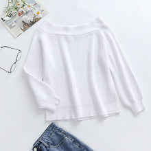 Load image into Gallery viewer, 2021 New Autumn Oversized White Sweater Women Slash Neck Knitted Winter Sweaters Casual Knitwear Pullovers Jumper Pull Femme