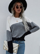 Load image into Gallery viewer, 2021 New Autumn Winter Long Sleeve Striped Sweater Pullovers Women Loose Oversized O-Neck Knitted Warm Sweaters Jumper Mujer