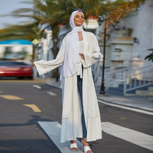 Load image into Gallery viewer, 2021 New Dubai Middle East Stitching Cardigan Female Robe Muslim Pure Color Temperament Casual Home Wear Without Turban