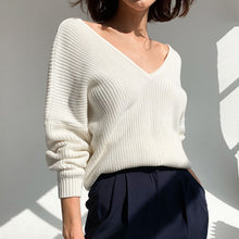 Load image into Gallery viewer, 2021 New Long Sleeve White Warm Sweaters for Women Oversized V Neck Sweater Knitted Autumn Winter Blue Thick Knit Jumper Mujer