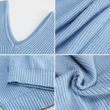 Load image into Gallery viewer, 2021 New Long Sleeve White Warm Sweaters for Women Oversized V Neck Sweater Knitted Autumn Winter Blue Thick Knit Jumper Mujer