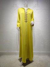 Load image into Gallery viewer, 2021 New Muslim Robe Diamond Ribbon Dress Abaya Dubai Islamic Women's Clothing Ethnic Hooded Turkish Dress Woman