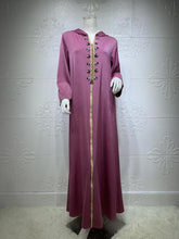 Load image into Gallery viewer, 2021 New Muslim Robe Diamond Ribbon Dress Abaya Dubai Islamic Women's Clothing Ethnic Hooded Turkish Dress Woman
