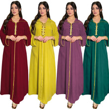 Load image into Gallery viewer, 2021 New Muslim Robe Diamond Ribbon Dress Abaya Dubai Islamic Women's Clothing Ethnic Hooded Turkish Dress Woman