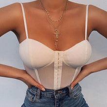 Load image into Gallery viewer, 2021 New Summer Sexy Mesh Bodycon Bodysuit Women Solid Strap Patchwork Skinny Rompers Ladies Bodysuit Tops