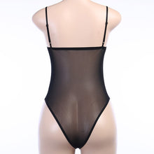 Load image into Gallery viewer, 2021 New Summer Sexy Mesh Bodycon Bodysuit Women Solid Strap Patchwork Skinny Rompers Ladies Bodysuit Tops