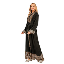 Load image into Gallery viewer, 2021 New Women's Leopard Print Stitching Fashion Abaya Kimono Cardigan Robe Casual Light Luxury Home Service Muslim Woman Dress