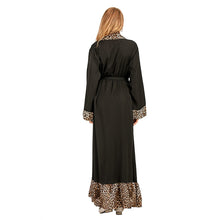 Load image into Gallery viewer, 2021 New Women's Leopard Print Stitching Fashion Abaya Kimono Cardigan Robe Casual Light Luxury Home Service Muslim Woman Dress
