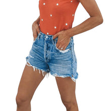 Load image into Gallery viewer, 2021 Summer Women Fringed Jeans High Waist Fashion Streetwear Ripped Hole Straight Ladies Mini Denim Shorts Feminino