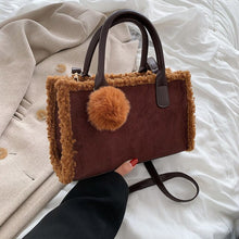 Load image into Gallery viewer, 2021 Winter Square Quilted Scrub Leather Plush Shoulder Handbags for Women Fashion Designer Luxury Brand Crossbody Bag And Purse