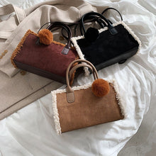 Load image into Gallery viewer, 2021 Winter Square Quilted Scrub Leather Plush Shoulder Handbags for Women Fashion Designer Luxury Brand Crossbody Bag And Purse