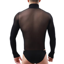 Load image into Gallery viewer, 2Pcs Mens Sexy Costume See-through Mesh Lingerie Set Fishnet T-shirts Top with Low Waist Hollow Out Briefs Underwear Swimwear