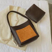 Load image into Gallery viewer, 2piece/set Fashion Designer Pu Leather Women's Handbags Good Casual Ladies Tote Female Black Bucket Women Shoulder Crossbody Bag