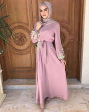 Load image into Gallery viewer, Abaya Dubai Eid Mubarak Women's Muslim Long Skirt  Nail Bead Splicing Embroidered Big Dress Middle East Dresses For Women