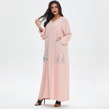 Load image into Gallery viewer, Abaya Dubai  Muslim Summer Casual Female Skirt Middle East Lady Robe Embroidery With Tassels Dress Morocco Fashion Long Shirt