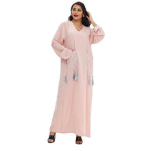 Load image into Gallery viewer, Abaya Dubai  Muslim Summer Casual Female Skirt Middle East Lady Robe Embroidery With Tassels Dress Morocco Fashion Long Shirt