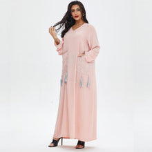 Load image into Gallery viewer, Abaya Dubai  Muslim Summer Casual Female Skirt Middle East Lady Robe Embroidery With Tassels Dress Morocco Fashion Long Shirt