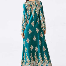 Load image into Gallery viewer, Abaya Kimono Dignified Plus Size Women's Comfortable Gold Velvet Bronzing Plant Print Muslim Long Skirt Habaya Dubai 2021